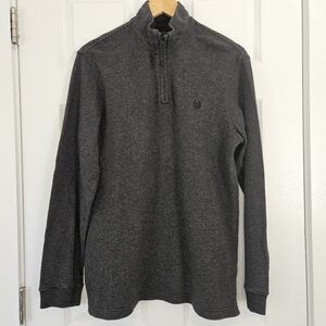 3/$25 Chaps 1/4 Zip Waffle Stripe Pullover Sweater Shirt Mens S